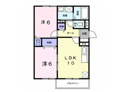 LIZE緑ヶ丘(2LDK/2階)の間取り写真