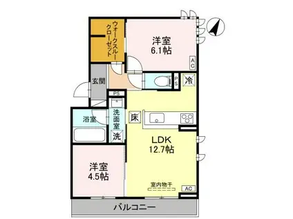 D-ROOM上所中(2LDK/1階)の間取り写真