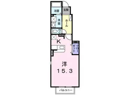 パーシモン ウエスト(1K/1階)の間取り写真