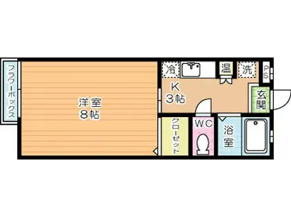 グランデ若園I(1K/1階)の間取り写真