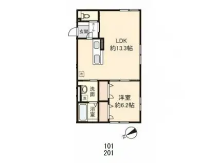 シャ・ノワール(1LDK/1階)の間取り写真