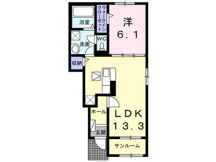 シェノンII(1LDK/1階)の間取り写真