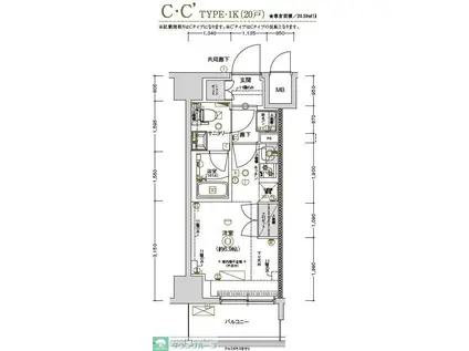 CREST TAPP 川崎II(1K/8階)の間取り写真