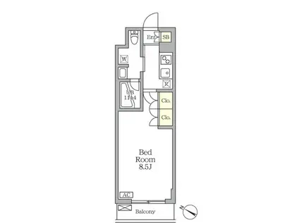 アジールコート三宿テラス(1K/2階)の間取り写真