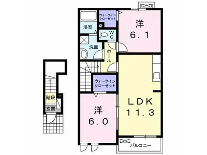 パークアベニューI(2LDK/2階)の間取り写真