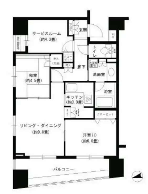 パークキューブ浅草田原町 15階階 間取り