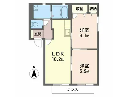 カーサ・チェレステ(2LDK/1階)の間取り写真