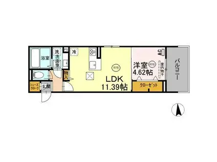 ガーデンリーフ花ヶ島(1LDK/1階)の間取り写真