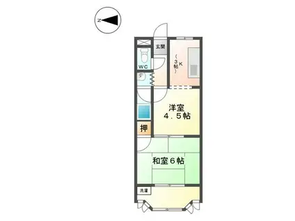 シャンブルクレールU I(2K/1階)の間取り写真