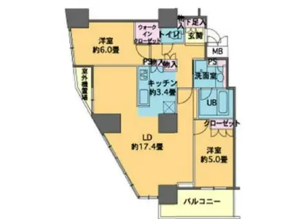 カスタリアタワー品川シーサイド(2LDK/9階)の間取り写真