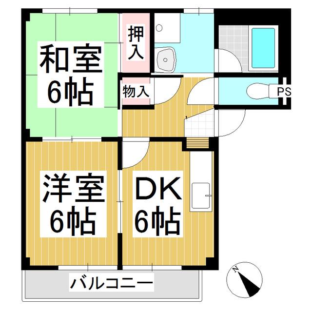 ドゥーロジュマンTERASHIMAB(2DK/2階)の間取り写真
