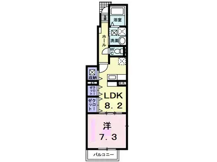アビタシオン御馬A(1LDK/1階)の間取り写真