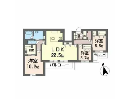 ワイエア平尾浄水(3LDK/4階)の間取り写真