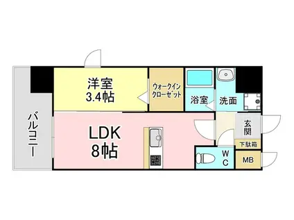 YSP黒崎(1LDK/2階)の間取り写真