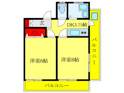 第二ホシノコーポ(2K/5階)の間取り写真