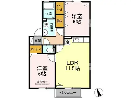 メゾンクオーレ A(2LDK/2階)の間取り写真