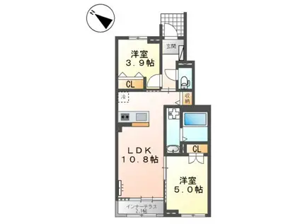 津福本町アパート(2LDK/1階)の間取り写真