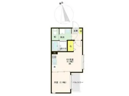 GREEN ACEII(1DK/2階)の間取り写真