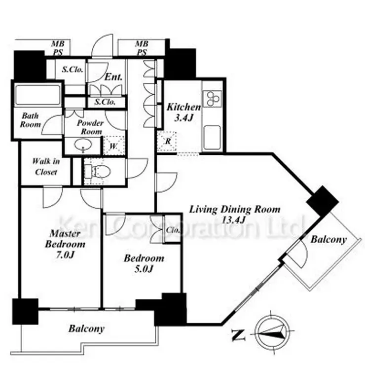 ルネッサンスタワー上野池之端 28階階 間取り
