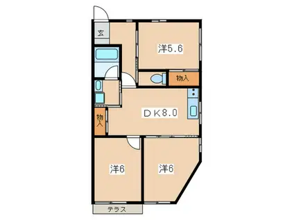 ＪＲ横須賀線 北鎌倉駅 徒歩32分 2階建 築12年(3DK/1階)の間取り写真
