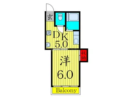 ベルメゾン菊地(1DK/2階)の間取り写真