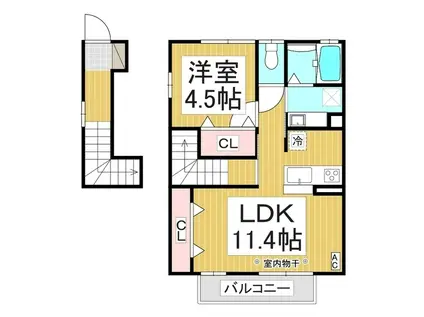 CASA DE CORAL(1LDK/2階)の間取り写真