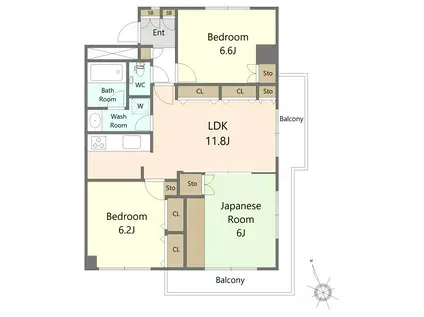 東武西新井東口サンライトマンション(3LDK/8階)の間取り写真