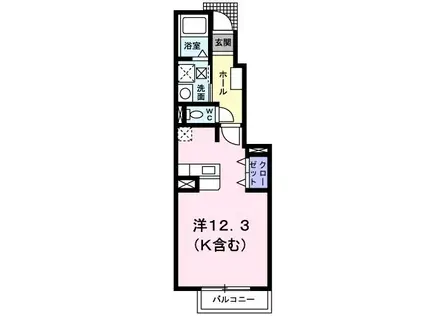 アプローズII(ワンルーム/1階)の間取り写真