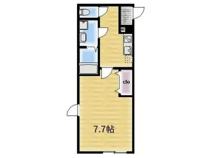 AMBITION七里(1K/3階)の間取り写真