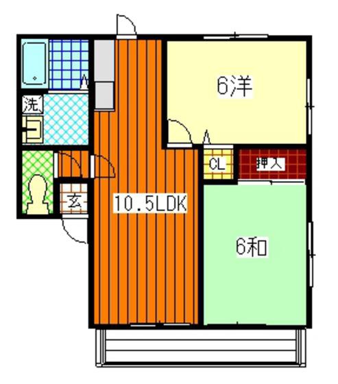 サンフラワー(2LDK/2階)の間取り写真