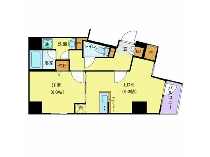 ジェノヴィア上野IIスカイガーデン(1LDK/2階)の間取り写真