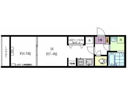 フォセット西巣鴨(1DK/3階)の間取り写真