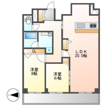 アーバンパーク日吉(2LDK/10階)の間取り写真