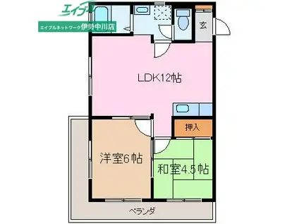 サンライト城山(2LDK/3階)の間取り写真