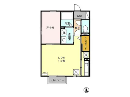 ビューテラス(1LDK/1階)の間取り写真