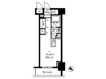 パークルージュ赤坂檜町(ワンルーム/7階)の間取り写真