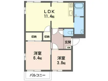 ライブリーハウス弐番館(3K/2階)の間取り写真