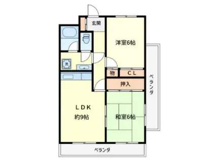 パインハイツ(2DK/2階)の間取り写真