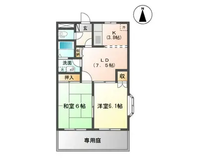 アメニティ・パレス(2LDK/1階)の間取り写真