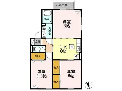 ふぁみーる萌(2LDK/2階)の間取り写真