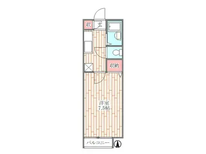 ハッピーバレー(1K/2階)の間取り写真