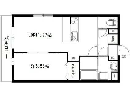 グランストーク篠ケ瀬III(1LDK/2階)の間取り写真