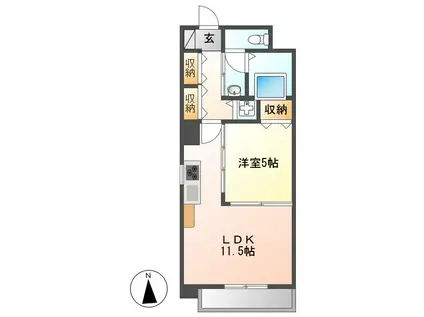 アウローラ泉(1LDK/6階)の間取り写真