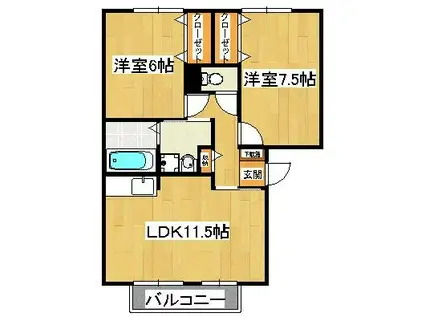 パークサイド西船(2LDK/3階)の間取り写真