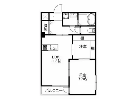 川口ビル(2LDK/3階)の間取り写真