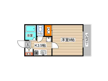 COUER東(1K/1階)の間取り写真