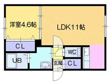 バロンドール(1LDK/2階)の間取り写真