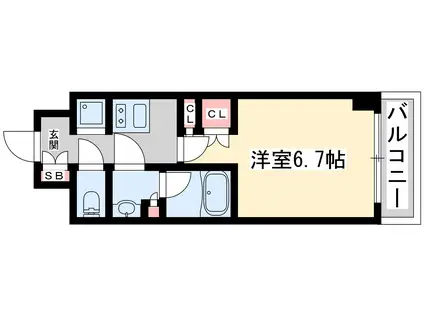 ザ・パークハビオ塚本(1K/13階)の間取り写真