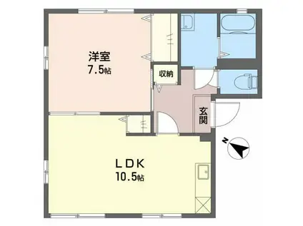 サンモール B(1LDK/1階)の間取り写真