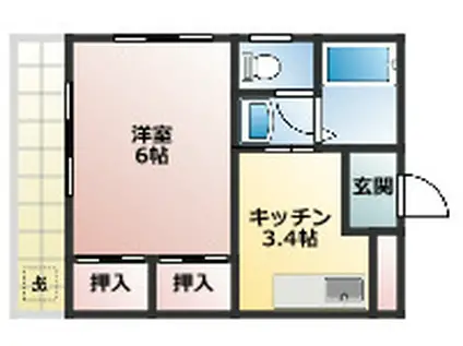 高蔵寺マンション(1K/4階)の間取り写真